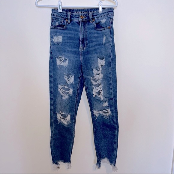 American Eagle Distressed Highest Rise Mom Jeans - Picture 1 of 7